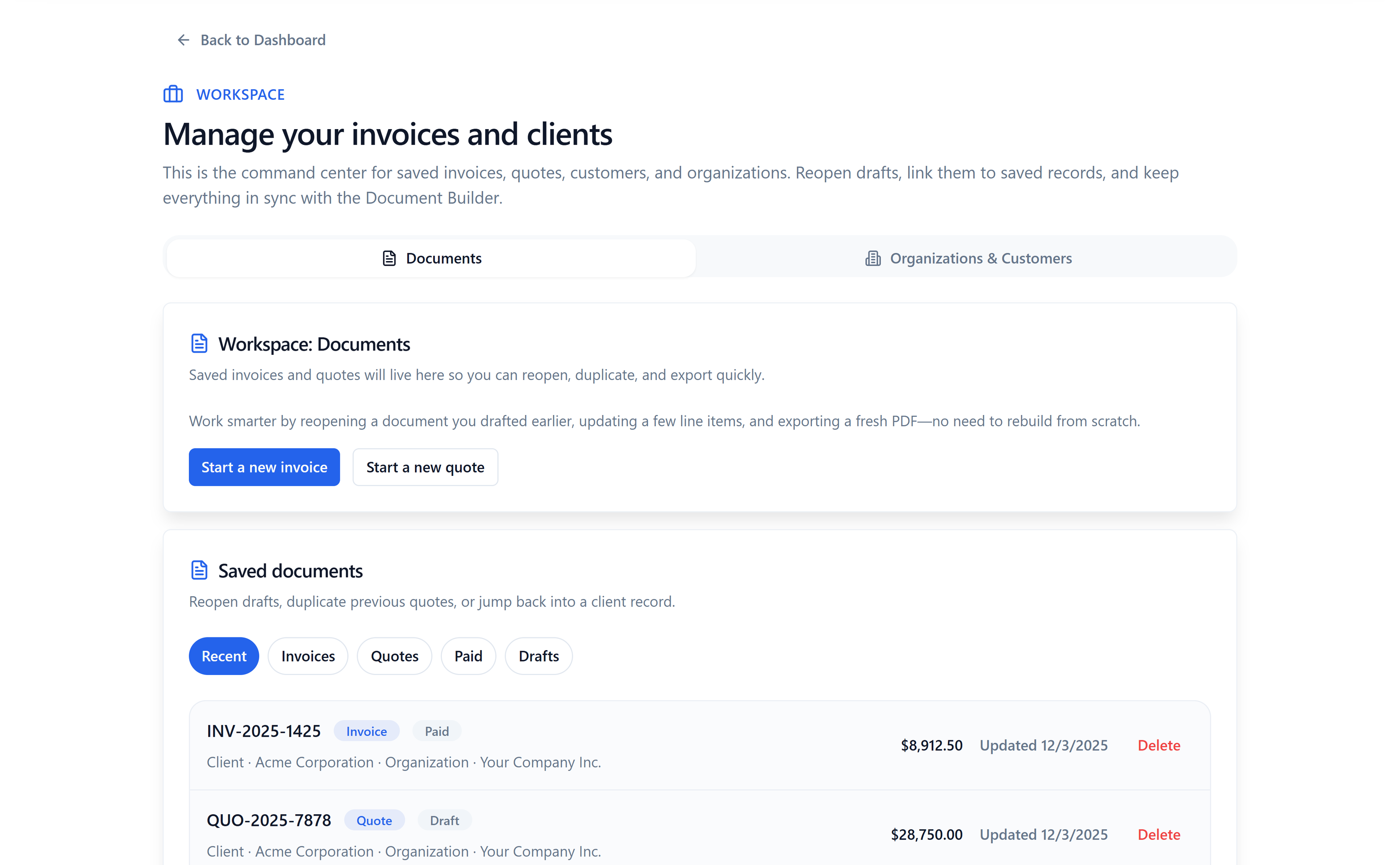 InvoicePro Workspace